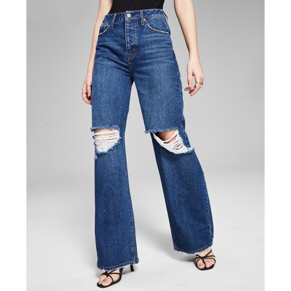 And Now This  High Rise Distressed Wide-Leg Jeans Size 24 Ollie Wash NWT - Picture 1 of 5